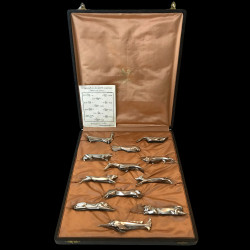 12 animal knife-rests by Sandoz for Gallia Christofle, silver plated, c. 1930