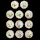 11 dinner plates Flowers in Minton porcelain, 1874-1884