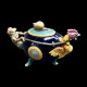 Minton Majolica Teapot "Cockerel & Monkey"