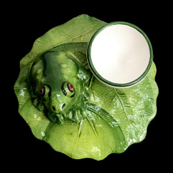 Coquetier faïence grenouille