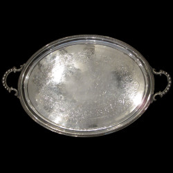 Oval large tray XIXth GB silver plated