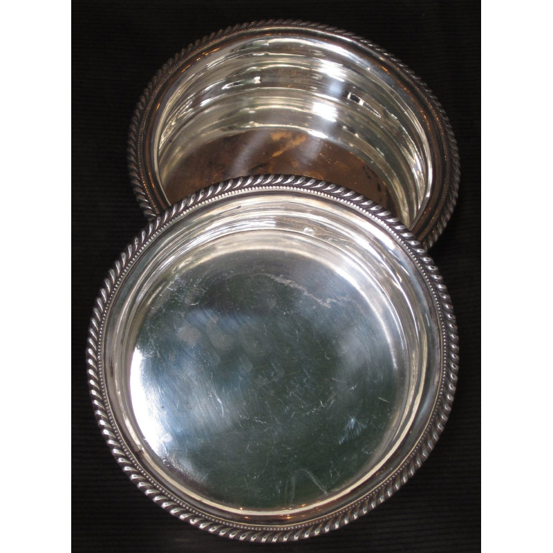 Pair silver coaster XIHth replated