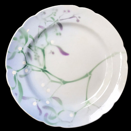 Plat rond faience "Gui" Edmond Lachenal 29 cm