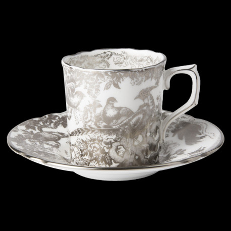 Tasse & Sous tasse à café Royal Crown Derby Platine