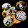 Boîte de 6 dessous-verre en tôle "Scènes galantes"