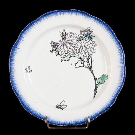 Bracquemond Chrysanthème rose pâle & Abeille assiette D 25 cm