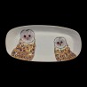 Majolica double owl long oval dish