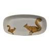 Majolica long oval dish double Squirrel