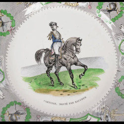 12 Horses dinner plates by Creil & Montereau 19th century