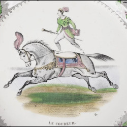 12 Assiettes chevaux Creil et Montereau XIXe siècle