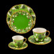 Majolica green breakfast cup and saucer "George Sand"