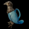 Aiguiere zoomorphe perdrix verre bleue Portieux H 21 x 18 x 9 cm NIII