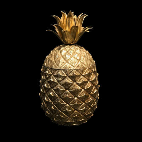 Seau à glaçon Ananas doré Mauro Manetti 1960 intérieur métal