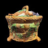 Terrine couvercle décor gibiers XIXe faience Minton1868 pattern 668 L35x21cm H18cm